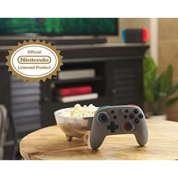 PowerA Nano Enhanced Wireless Controller for Nintendo Switch - Grey-Neon, Works with Nintendo Switch Lite, Bluetooth Controller, Gamepad, Compact, Smaller, Rechargeable, Portable - Nintendo Switch