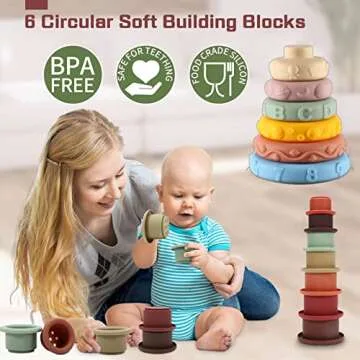 AZEN 6 to 12 Months Toys Age 1-2, (6-in-1) Sensory Baby Blocks Toys for Babies 1 2 3 Year Old, Infant Toddler Newborn Learning Educational Preschool Toys