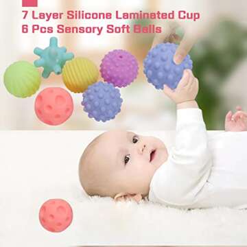 AZEN 6 to 12 Months Toys Age 1-2, (6-in-1) Sensory Baby Blocks Toys for Babies 1 2 3 Year Old, Infant Toddler Newborn Learning Educational Preschool Toys