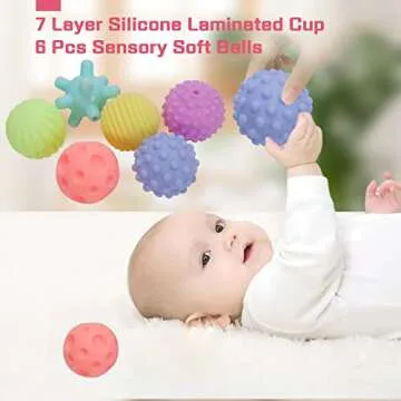 AZEN 6 to 12 Months Toys Age 1-2, (6-in-1) Sensory Baby Blocks Toys for Babies 1 2 3 Year Old, Infant Toddler Newborn Learning Educational Preschool Toys