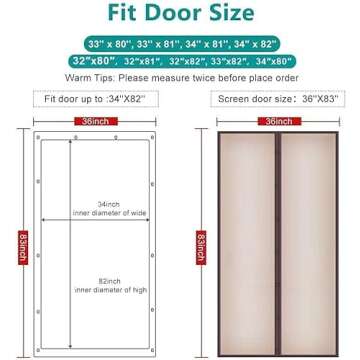 Insulated Door Curtain, [Upgrade EVA] Magnetic Thermal Insulated Door Cover to Keep Temperature for Room/Kitchen, Keep Draft Air Out, Self Sealing, Hands Free, Pet/Kids Friendly - 34"x82"