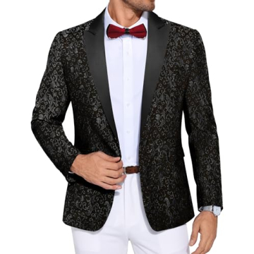 COOFANDY Men's Floral Party Dress Suit Stylish Dinner Jacket Wedding Blazer One Button Tuxedo Black ...