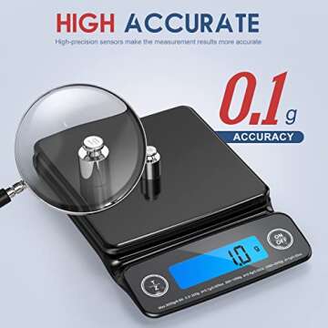 Nicewell Gram Scale for Kitchen, 0.1g/0.005oz Accuracy Digital Food Scales in Grams and Ounces, 3kg/...