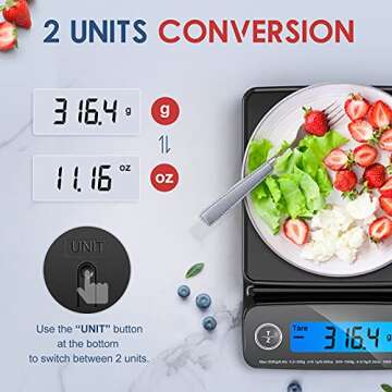 Nicewell Gram Scale for Kitchen, 0.1g/0.005oz Accuracy Digital Food Scales in Grams and Ounces, 3kg/6.6lb for Cooking and ​Baking（Rose Red）