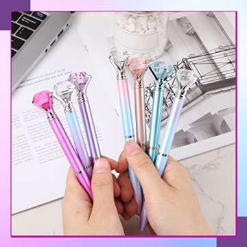 Sherr 100 Pack Big Crystal Diamond Pens Cute Ballpoint Pens Retractable Ballpoint Rhinestones Crysta...