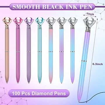 100 Pack Cute Crystal Diamond Pens for Stylish Writing