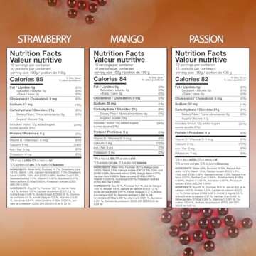 BREXONIC Popping Boba Pearls Bursting Tea Balls Drink & Dessert Topping Strawberry Mango Blueberry Passion Fruit Flavored Bubble Tea Tapioca Pearls (Strawberry, Mango, Passion Fruit, 2 LB 3 Pack)