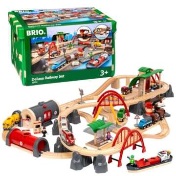 BRIO World 33052 Deluxe Railway Set | Comprehensive Wooden Train Toy Set for Kids Age 3 and Up | FSC...