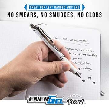 Pentel EnerGel Pearl RTX Retractable Liquid Gel Pen, (0.7mm), Medium Line, Needle Tip, Assorted Ink Colors, Pack of 4 (BLN77WBP4M)