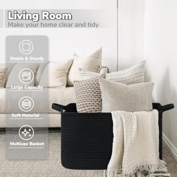 CHICVITA Black Woven Storage Basket for Stylish Organization