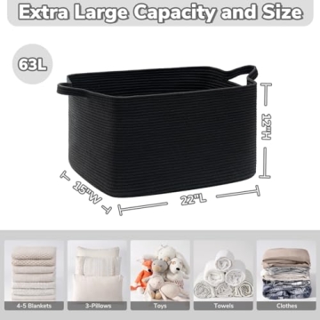 CHICVITA Black Woven Storage Basket for Stylish Organization