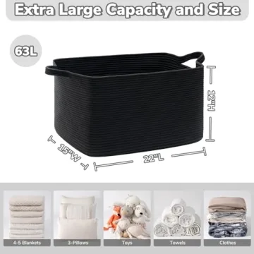 CHICVITA Black Woven Storage Basket for Stylish Organization