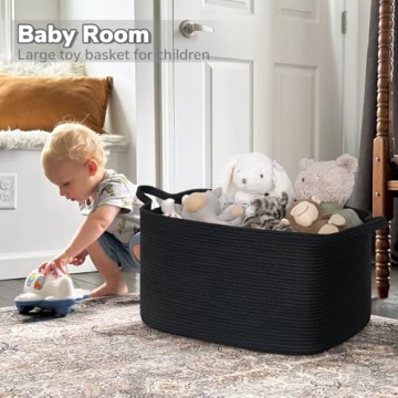 CHICVITA Black Woven Storage Basket for Stylish Organization