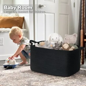 CHICVITA Black Woven Storage Basket for Stylish Organization