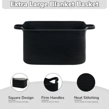 CHICVITA Black Woven Storage Basket for Stylish Organization