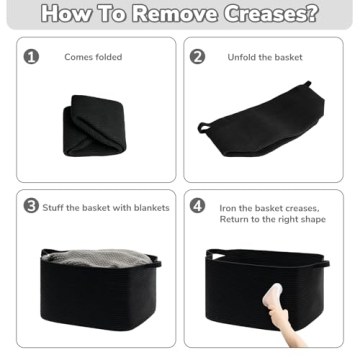 CHICVITA Black Woven Storage Basket for Stylish Organization