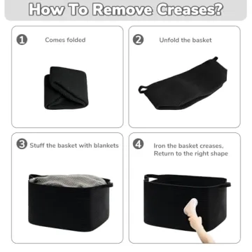 CHICVITA Black Woven Storage Basket for Stylish Organization