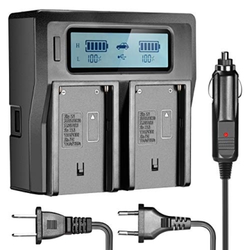 Neewer Dual-Channel LCD Display Battery Charger with 3 Plugs and USB for Sony Batteries