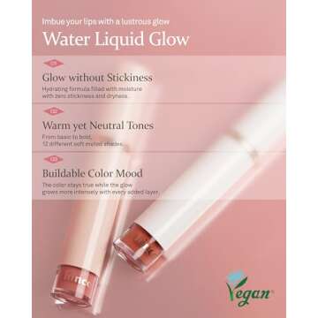 HINCE Mood Enhancer Water Liquid Glow - Non-Sticky & Waterproof Lip Stain for Women - Long Wearing Lip Gloss for Natural and Glass Glow - Moisturizing Liquid Makeup, 0.16 fl.oz. (HARMONIOUS)