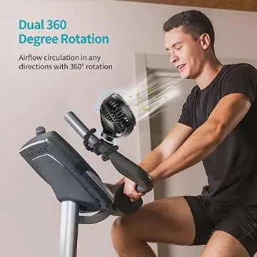 SMARTDEVIL Portable Stroller Fan, 4000mAh Small Battery Operated Baby Fan, 4 Speeds Car Seat Fan with Flexible Tripod, Dual 360° Rotatable, for Peloton Bike, Crib, Treadmill, Travel