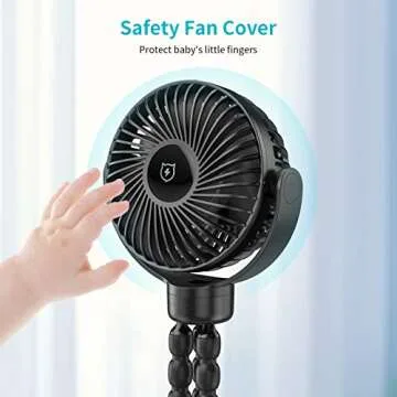 SMARTDEVIL Portable Stroller Fan, 4000mAh Small Battery Operated Baby Fan, 4 Speeds Car Seat Fan with Flexible Tripod, Dual 360° Rotatable, for Peloton Bike, Crib, Treadmill, Travel