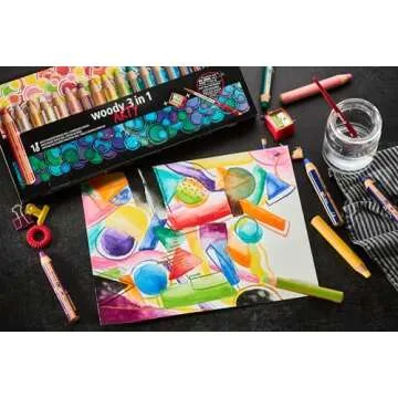 STABILO Multi-Talented Pencil woody 3 in 1 ARTY - Pack of 18 - Assorted Colors with Sharpener and Paint Brush