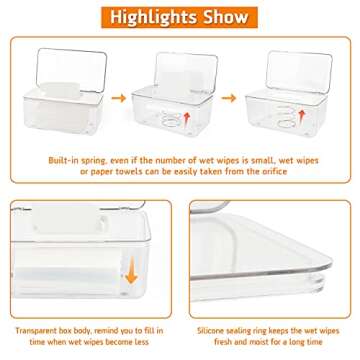 Flenpptly Baby Wipes Dispenser, Wipe Holder Wipes Container Large Capacity Keep Wipes Fresh & Easy to Open (Transparent)