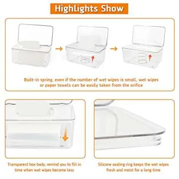Flenpptly Baby Wipes Dispenser, Wipe Holder Wipes Container Large Capacity Keep Wipes Fresh & Easy to Open (Transparent)