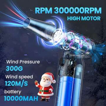 Compressed-Air-Duster-Mini-Blower- Turbo Fan- 300000RPM Electric Duster- Keyboard Cleaning kit- No C...