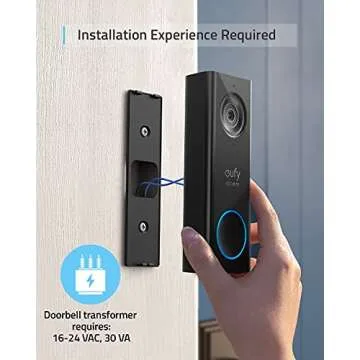 eufy Security, Wi-Fi Doorbell Camera, 2K Resolution, No Monthly Fees, Local Storage, Human Detection, with Wireless Chime—Requires Existing Doorbell Wires and Installation Experience, 16-24 VAC, 30 VA