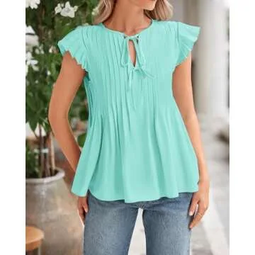 BTFBM Women Summer Casual Shirt with Bow Tie Design