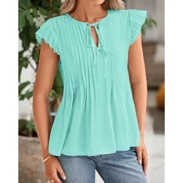 BTFBM Women Summer Casual Shirt with Bow Tie Design