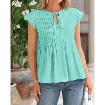 BTFBM Women Summer Casual Shirt with Bow Tie Design