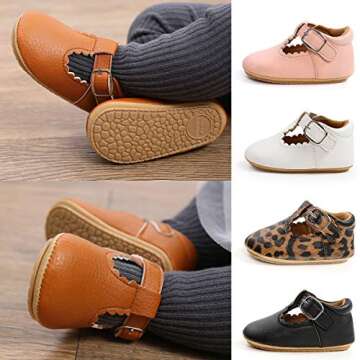 SOFMUO Baby Girl Mary Jane Flats Shoes Non Slip Soft Sole Infant Toddler First Walker Wedding Prince...