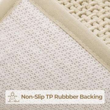 GRANNY SAYS Beige Bathroom Rugs Non Slip Washable, Absorbent Bath Mats for Bathroom, 24" x 36", Thin Chenille Bathroom Rug, Quick Dry Large Bath Mat, Soft Rug for Tub and Shower