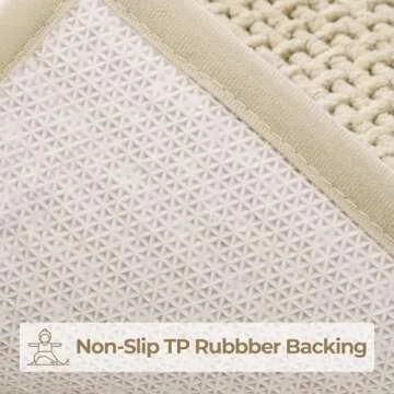 GRANNY SAYS Beige Bathroom Rugs Non Slip Washable, Absorbent Bath Mats for Bathroom, 24" x 36", Thin Chenille Bathroom Rug, Quick Dry Large Bath Mat, Soft Rug for Tub and Shower