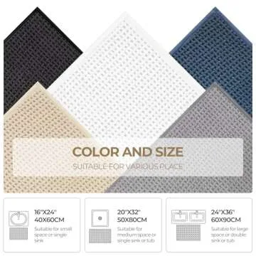 GRANNY SAYS Beige Bathroom Rugs Non Slip Washable, Absorbent Bath Mats for Bathroom, 24" x 36", Thin Chenille Bathroom Rug, Quick Dry Large Bath Mat, Soft Rug for Tub and Shower