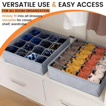 Criusia 3 Pack Foldable Drawer Organizers for Socks
