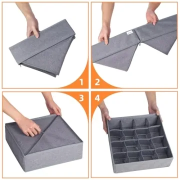 Criusia 3 Pack Foldable Drawer Organizers for Socks