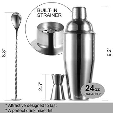 Professional 24oz Cocktail Shaker & Accessories Set