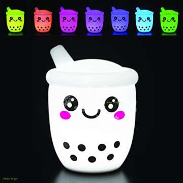 Cute Boba Rainbow Silicone Night Light Lamp, Boba Light, Boba Lamp 8 Colors in 1