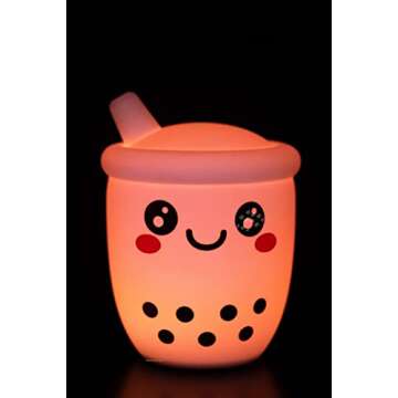 Cute Boba Rainbow Silicone Night Light Lamp, Boba Light, Boba Lamp 8 Colors in 1