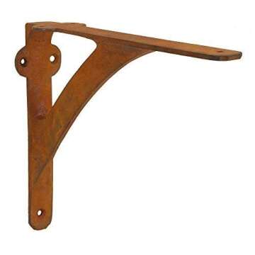 Heavy Duty Iron Shelf Brackets - Set of 2, Easy Installation, Rust Finish