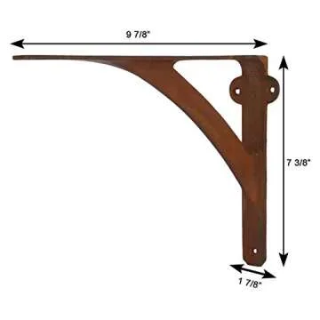 Heavy Duty Iron Shelf Brackets Set - Easy Installation, Rust Finish