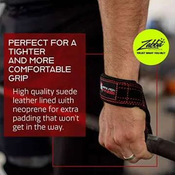 Dark Iron Fitness Weightlifting Leather Suede Lifting Wrist Straps Bundle for Men and Women Wraps We...