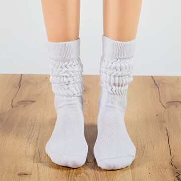 Century Star Slouch Socks Womens Leg Warmers Super Soft Scrunch Knee High Socks Womens Boot Socks 9-11