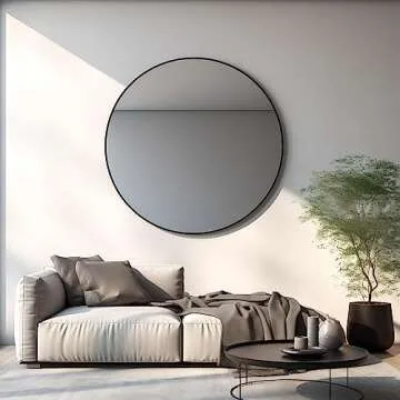 Growsun 48 inch Round Metal Frame Mirror for Home Decor