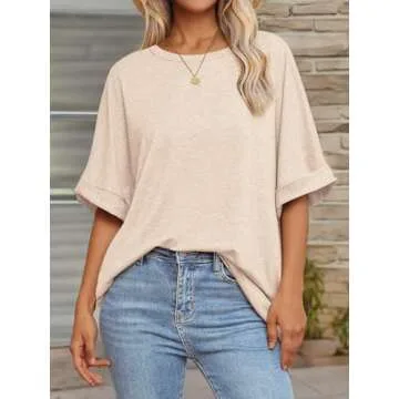 ATHMILE Summer Tops Loose Fit Tee for Women