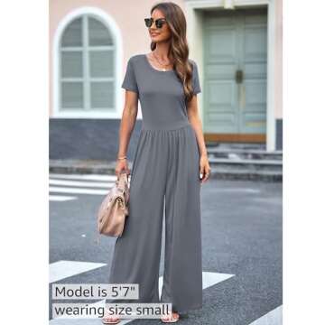 luvamia Womens Fashion Jumpsuits for Women Short Sleeve Casual Wide Leg Overalls Stretchy Rompers Fo...