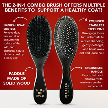Pride and Groom Dual-Sided Pet Grooming Brush for Healthy Coats